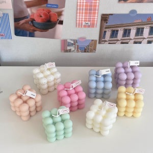 큐브 봉봉 캔들 8color 집들이 생일 선물 향초 양초 홈데코 인테리어 화이트 무향