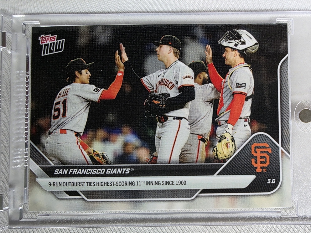 2025 TOPPS NOW 탑스 나우 이정후 샌프란시스코 자이언츠 연장 11회 9득점 경기 MLB 메이저리그 스포츠 야구 포토 카드