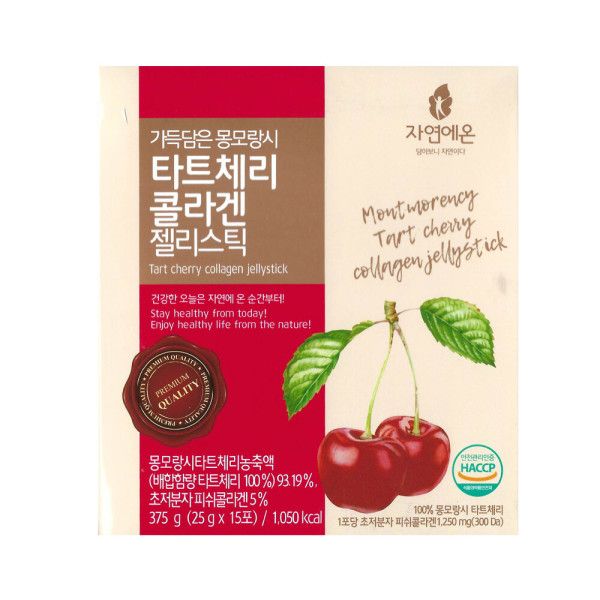 <b>자연에온 가득담은</b> 몽모랑시 <b>타트체리 콜라겐 젤리스틱</b> 25g x 15포 / 써클/