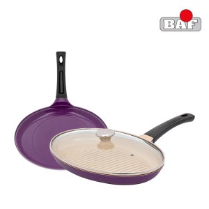BAF 인덕션 겸용 타원형 생선 구이 그릴팬 스테이크팬 35cm, 바이올렛