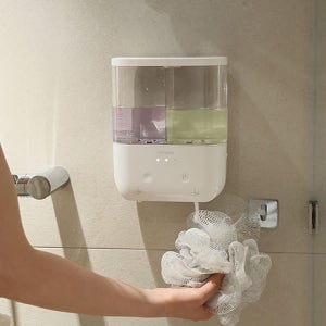 소프앤모어 자동 디스펜서 대용량 듀얼 욕실 샴푸 바디워시 벽걸이 공중부양 무타공