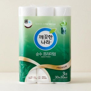 메가마트 깨끗한나라 3겹 데코 순수프리미엄 화장지 30mx30롤