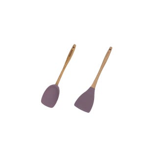 바프라이프 우드핸들 실리콘 조리기구 세트 2종, 요리스픈+뒤집게, 1세트