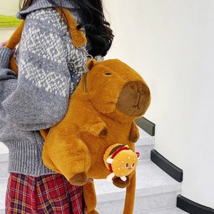 카피바라 동물 캐릭터 인형 백팩 가방 3종 택1 가방끈 탈 부착 길이 조절 가능