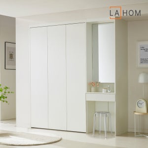 라홈 로라 붙박이장 화장대 포함 누드 거울 작은방 여닫이 150cm 푸쉬타입 친환경 E0