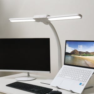 오아 윙즈스탠드 와이드 80cm LED 듀얼헤드 각도조절 공부 독서용 3색온 4단 밝기 책상스탠드