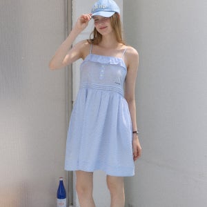 [아워호프] 로라 레이어드 슬리브리스 드레스 - 스카이 블루