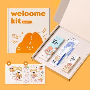 정글몬스터 웰컴키트(키티) 초극세사모칫솔 뿌리는치약 마시는 덴탈워터 고양이 양치세트