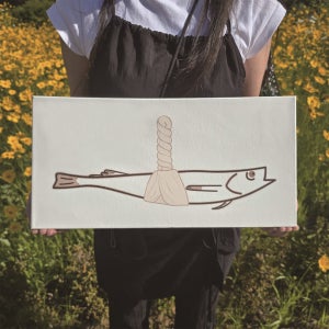 코메샵 무사태평 액막이 명태 액땜캔버스 액자 집들이 개업 이사 신혼집 선물 40x20cm