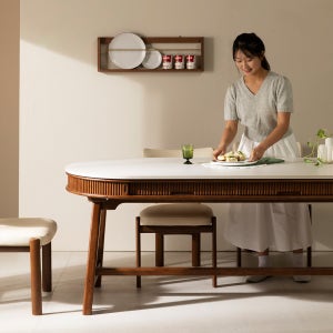 [6인 타원 식탁] 미코하임 비너스 18T 양면 포세린 세라믹 식탁 서랍형 수납 원목 테이블 1900mm, 타원(월넛)