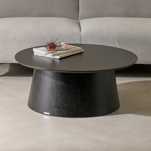 헤즈로 가디엘 거실 소파테이블 원목 타원형 원형 좌식 탁자 좌탁 800, 블랙