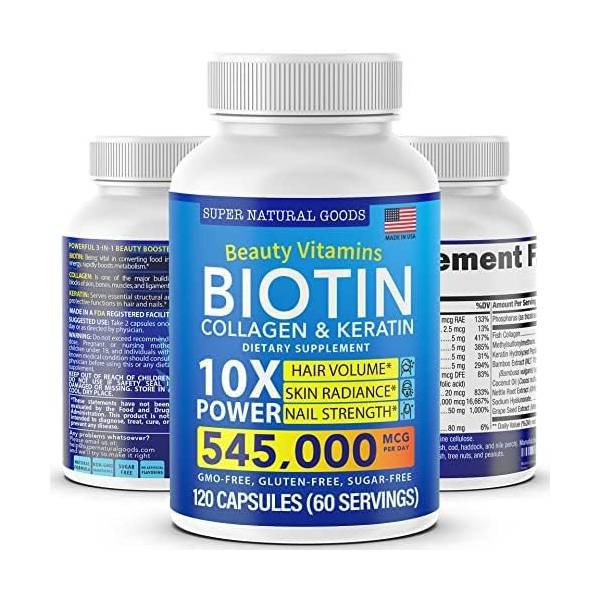 Super Natural Goods <b>비오틴</b> 바이오틴 콜라겐 케라틴 <b>폴레이트</b> 120캡슐