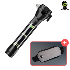 (벨트가방포함) 캐치온 119 다용도 비상용 차량용 탈출 망치 손전등 랜턴