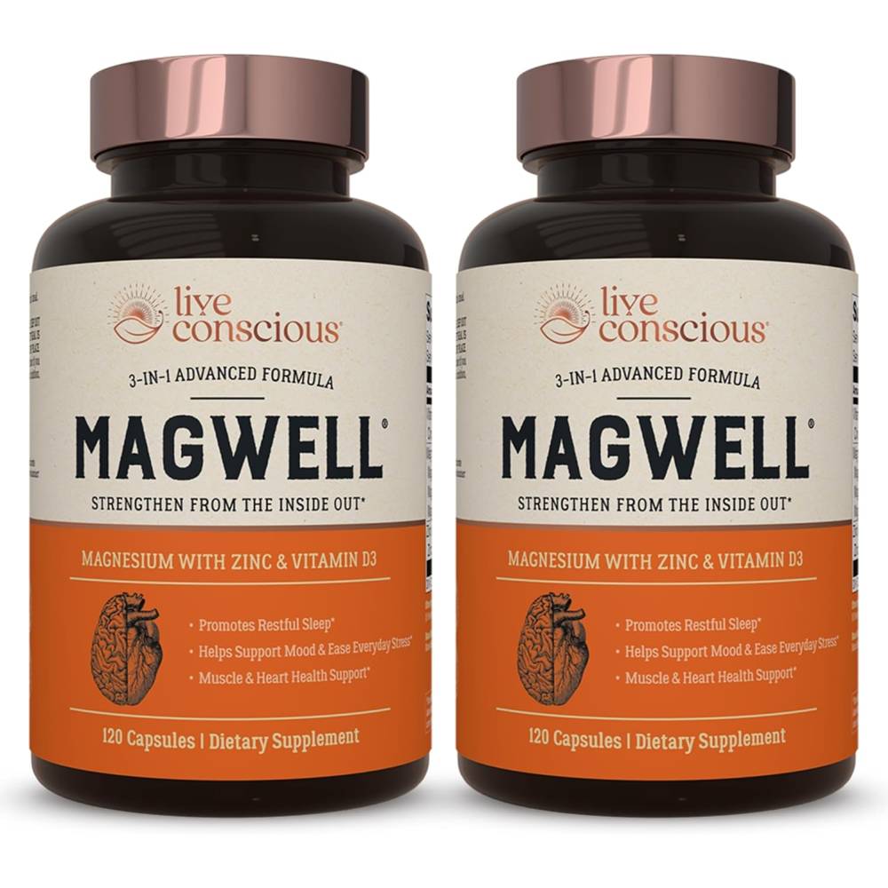 <b>Live Conscious</b> MAGWELL 마그웰 마그네슘 아연 <b>비타민D3</b> 120캡슐 2개