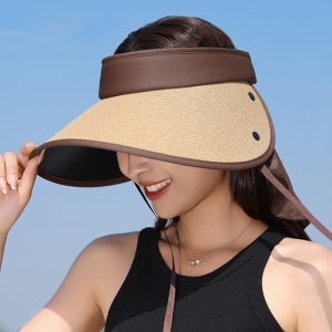 여성 여름 챙넓은 햇빛 가리개 자외선 차단 썬캡 밀짚 그늘막 등산모 등산 와이어 모자