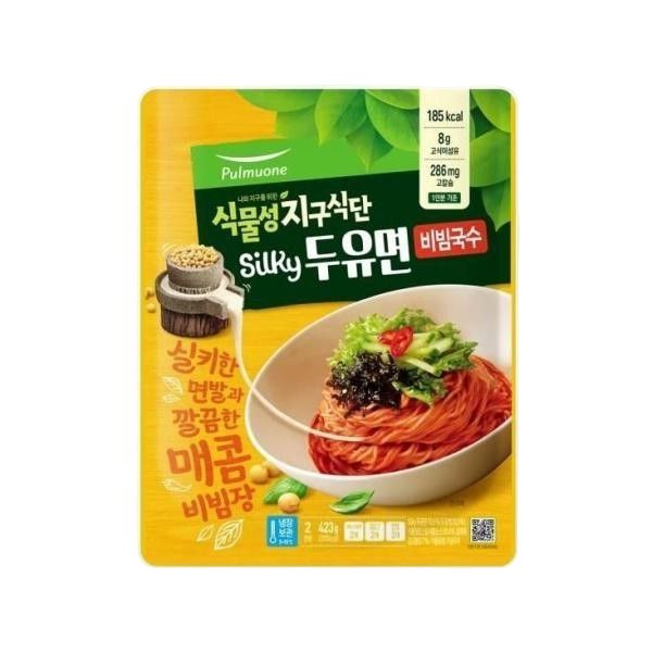 여름 별미 다이어트 밀키트 재료 세트 풀무원 지구식단 식물성 Silky 두유 면 비빔 국수 2인