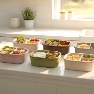 디아르 국내산 플래티넘 실리콘 다이어트 직장인 도시락통 650ml, 오트밀베이지