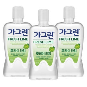 가그린 후레쉬라임 구강세정제 구강청결제 입냄새제거 820ml 3개