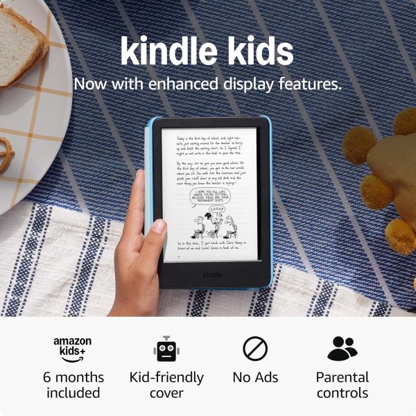 새로운 Kindle Kids (16GB) - 고장 나면 교체하고, 광고 없는 책과 표지를 포함하며, 눈부심 디스플레이와 빠른 페이지 전환 기능을 제공합니다 Space Whale