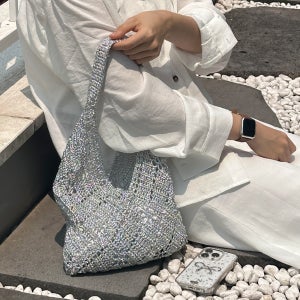 DIY키트 메탈릭 베리펀칭 호보백 코바늘 뜨기 메탈릭실 가방뜨기 뜨개가방 패키지 뜨개질 (무료도안)