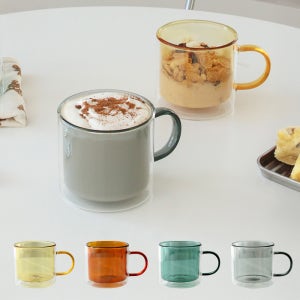 이중 내열유리 파스텔 몬트 머그컵 집들이 신혼 카페 답례품 선물 감성 머그잔 350ml