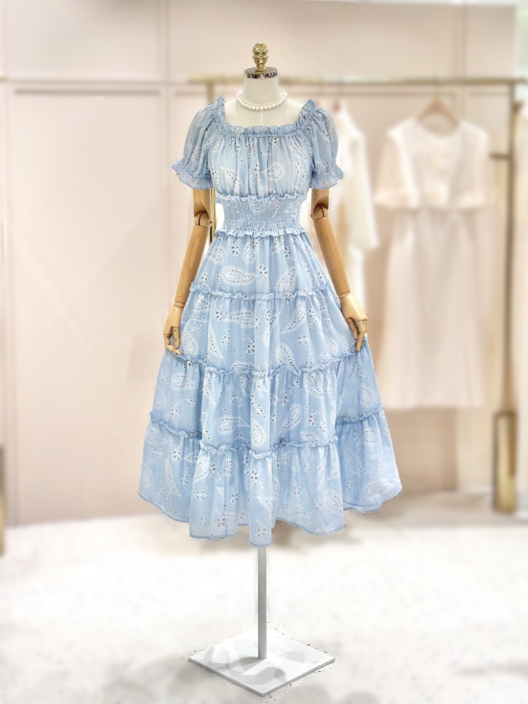 샤틴 러플 펀칭 레이스 롱원피스 S252H660