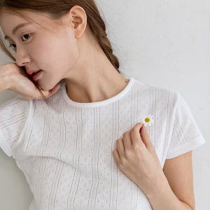 싸이클린 여성반팔티 100% 오가닉코튼 포인텔 여자 데일리 반팔티셔츠 휴가룩