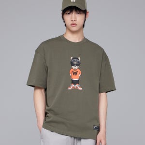 빈티지 스냅 힙독 프린트 반팔 티셔츠