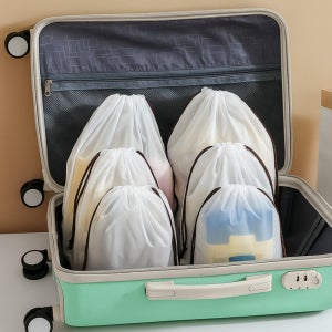 컬쳐엔 여행용 방수 비닐 파우치 화장품 신발 세탁물 정리 필수템 4종 1+1 세트