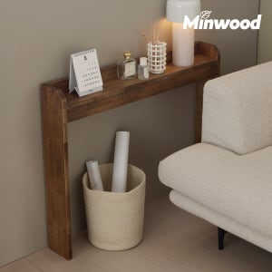 미엔우드 원목 틈새수납장 소파 침대 옆 폭좁은 선반 미니수납장 미니장 800x120x450, 1단, 소나무 1단 (월넛색)