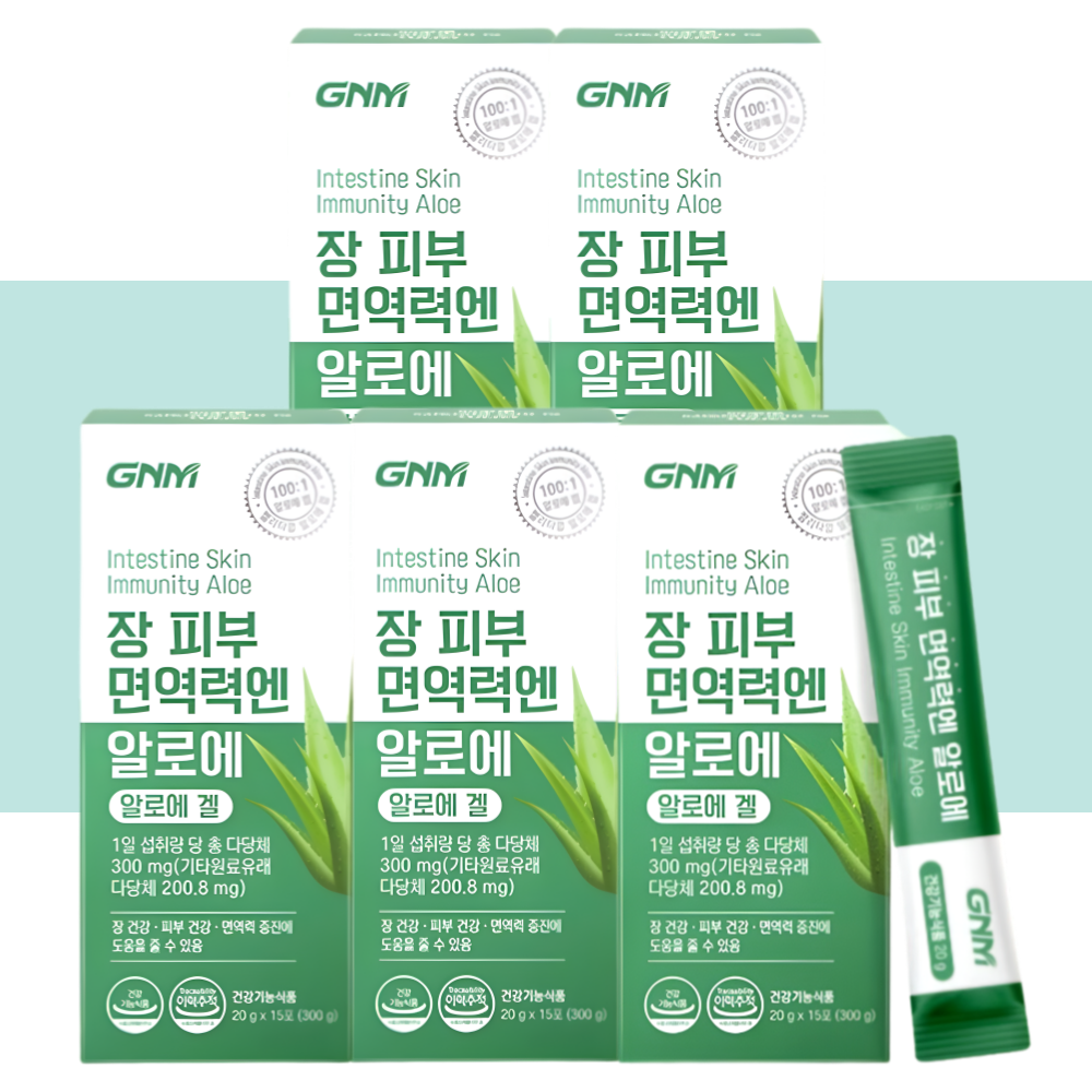 <b>GNM 알로에 겔</b> 젤리 장 피부 면역력엔 15포X5박스
