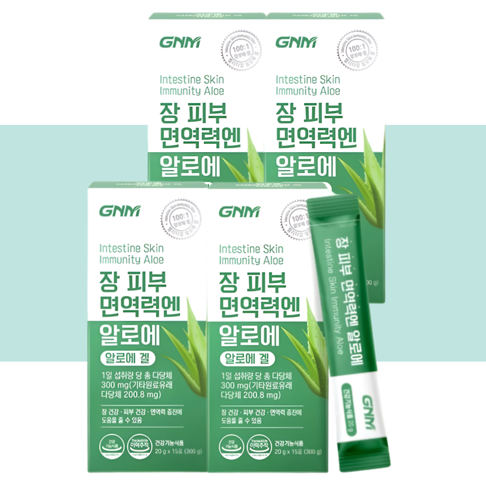 <b>GNM 알로에 겔</b> 젤리 장 피부 면역력엔 15포X4박스