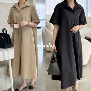 오브 프리미엄 썸머 오가닉코튼 루즈핏 반셔츠 롱원피스