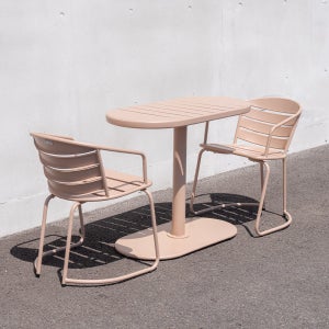 파르 2인 야외 테이블 세트 철제 카페 테라스 1000mm, 핑크베이지