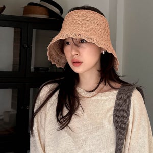 플라워 뾰족끝단 와이어 돌돌 지사 여성 밀짚 버킷햇 썬캡 여름 모자