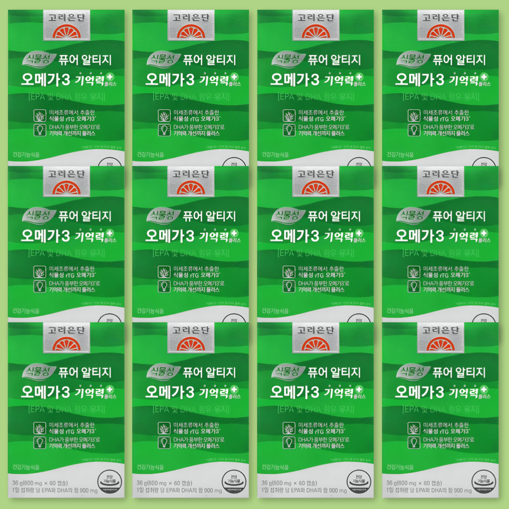 <b>고려은단</b> 식물성 퓨어 알티지 오메가3 기억력 플러스 60정 x 12박스
