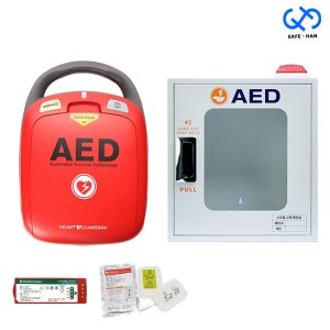 AED 자동심장충격기 A 풀세트 (HR-501+벽부형 보관함-백색)