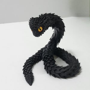 리제펫 대형 57cm 3D 프린팅 뱀 피규어 부쉬바이퍼 관절뱀 블랙