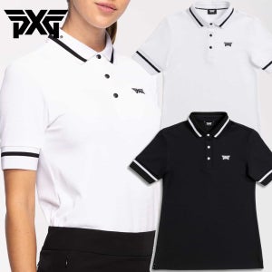 PXG 여성골프웨어 26SS 콘트라스트 슬리브 폴로 골프반팔티셔츠