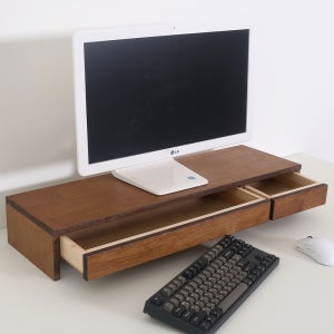 어반데코 모니터받침대 WA800 2서랍 고무나무 원목 서랍형 모니터거치대