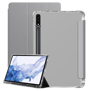 갤럭시탭 케이스 폴리오 투명 스마트 북커버 그레이, 갤럭시 탭 S7 FE-S7+-S8+
