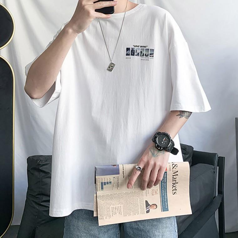 남성 휴가철 시즌추천 감각 프린팅 티셔츠 면 비치 반팔 필수템 여름