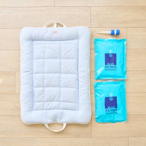 고양이 강아지 쿨매트 여름방석 산책매트 [아이스팩 + 물주입기 포함] 스트라이프