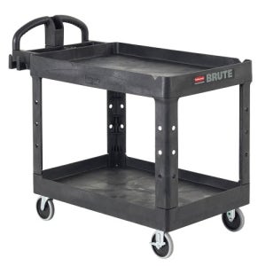 브루트 산업용 2단 다용도 카트 중 452088 블랙 청소 용품 편리한 이동 직접 조립