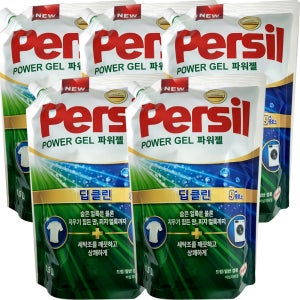 퍼실 9중효소 세탁세제 딥클린 파워젤 일반드럼겸용 1.5L, 5개