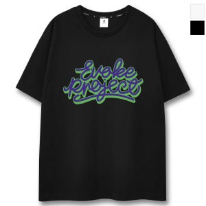 남녀공용 영문 오버핏 반팔 티셔츠 여름 캐틱터 프린팅 로고 블랙 (PTT1054)