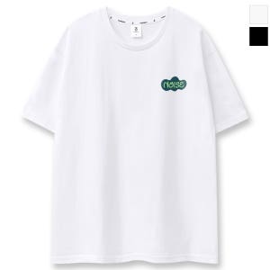 남녀공용 노이즈 오버핏 반팔 티셔츠 여름 캐틱터 프린팅 로고 블랙 (PTT1059)