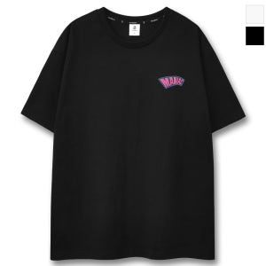 남녀공용 매니악 오버핏 반팔 티셔츠 여름 캐릭터 로고 프린팅 블랙 (PTT1069)