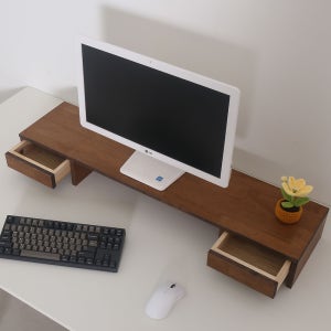 어반데코 모니터받침대 WA1000 2서랍 고무나무 원목 서랍형 모니터거치대