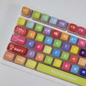 레인보우 팜 ASA 프로파일 영문 116키 알록달록 솜사탕 캔디 RGB 투과 푸딩 키캡